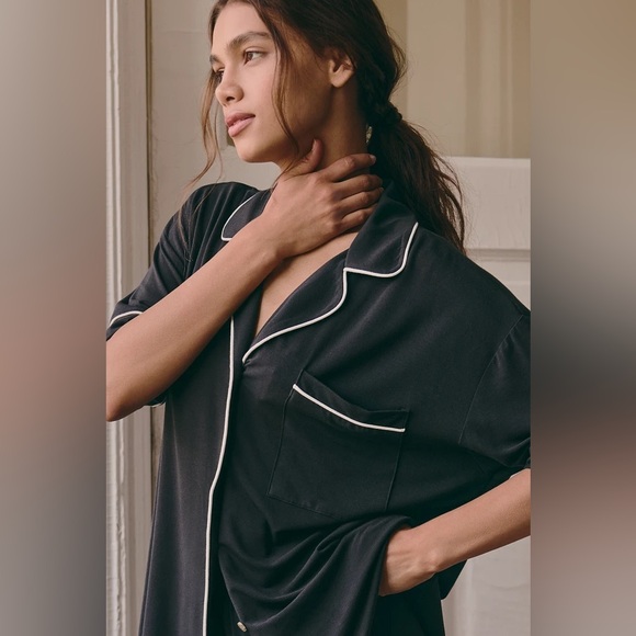 NWT new small Anthropologie briar short sleeve pipes pj pajama top black white - Picture 11 of 17